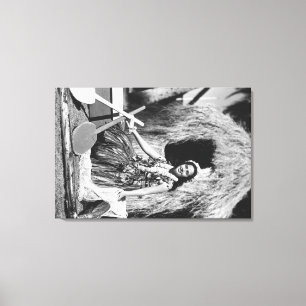 Hula Girl with Outrigger Canoe Hawaii Photograph Canvas Print