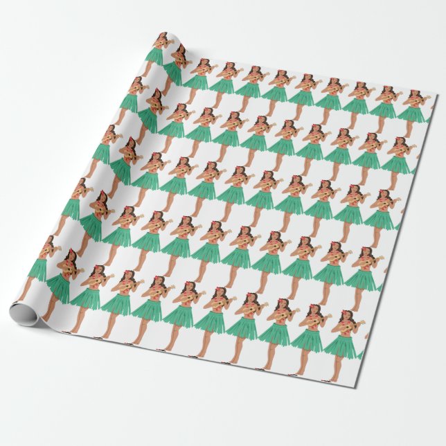 Hula Girl Wrapping Paper (Unrolled)