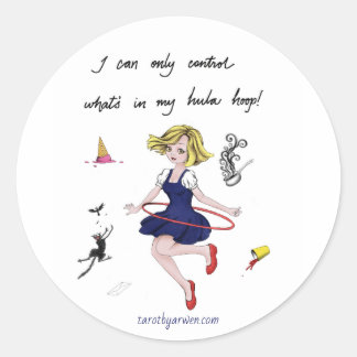 Hula Hoop Control Girl Classic Round Sticker