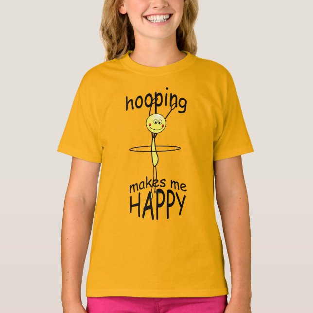 Hula Hoop Hooping Happy Funny T-shirt (Front)