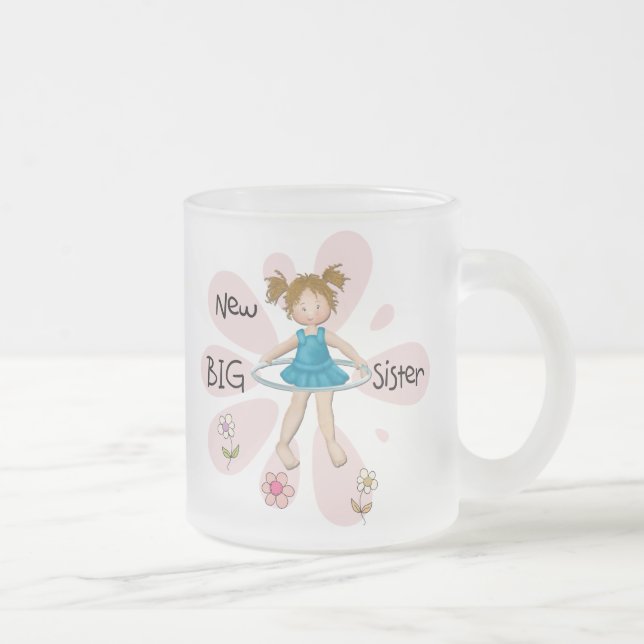 Hula Hoop New Big Sister Frosted Glass Coffee Mug (Right)