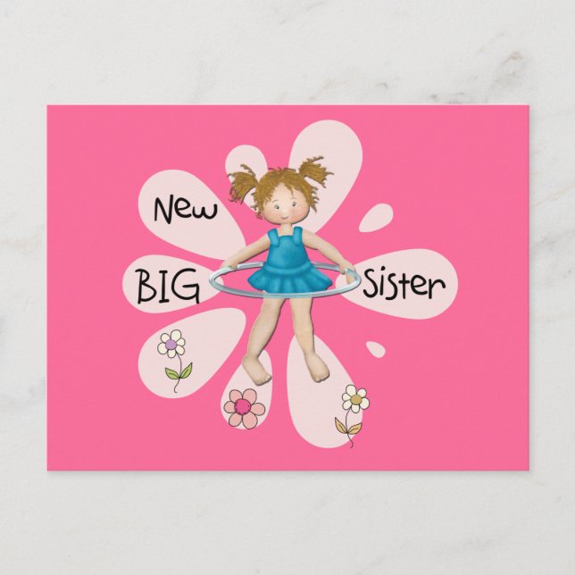 Hula Hoop New Big Sister Postcard (Front)