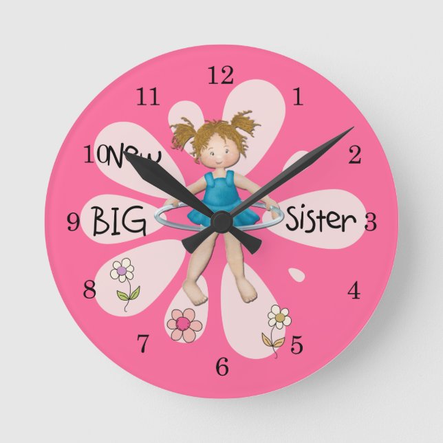 Hula Hoop New Big Sister Round Clock (Front)