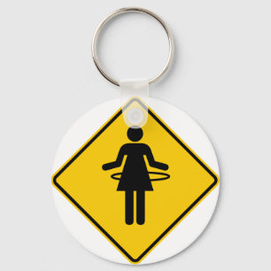 Hula Hoop Zone Highway Sign Key Ring