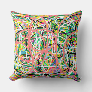 Hula Hoops mixed colour design pastel shades Cushion