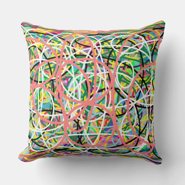 Hula Hoops mixed colour design pastel shades Cushion (Front)