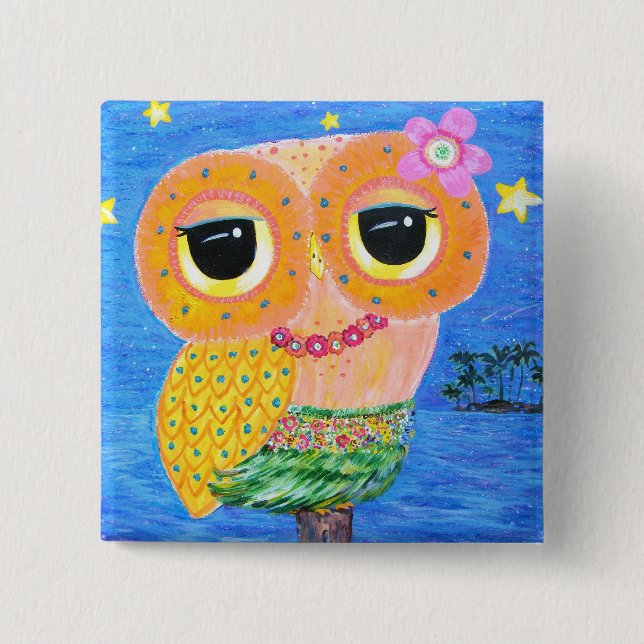 Hula Hoot 15 Cm Square Badge (Front)