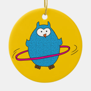 Hula Hoot Owl Ceramic Tree Decoration