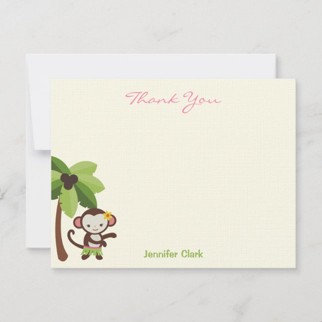 Hula Monkey Thank You Card (Front)