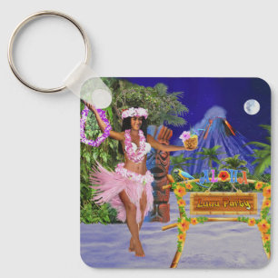 Hula on over to Our Luau Party Key Ring