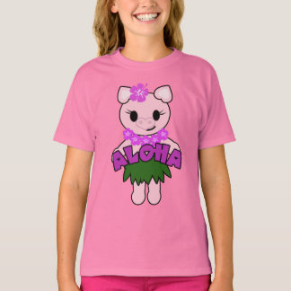 Hula Piggy Girls Baby Doll T-Shirt