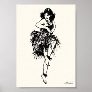 Hula Pin-Up Art Print Suitable for Framing Miranda