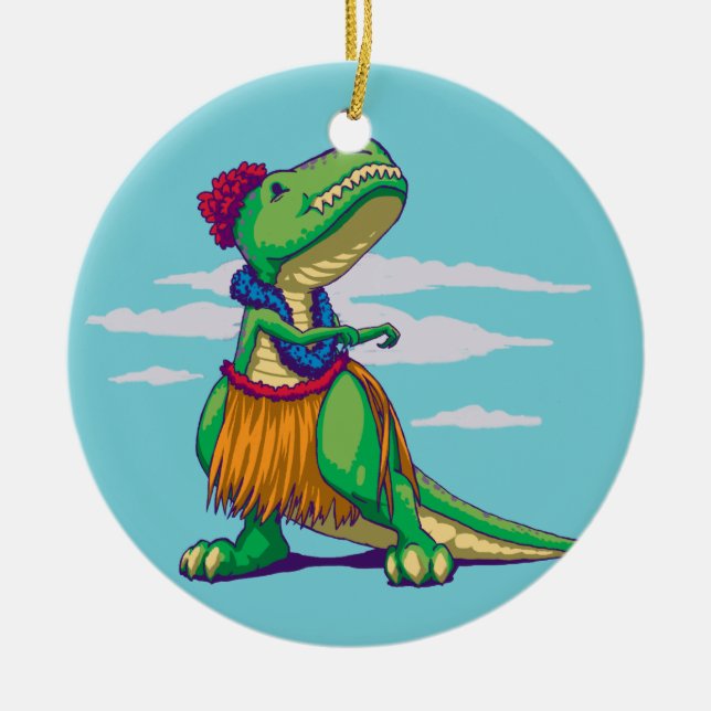 Hula Rex Ceramic Tree Decoration (Front)