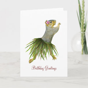 Hula Squirrel Birthday Card