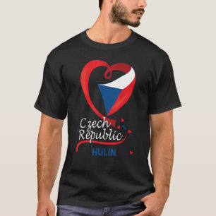 Hulin Czech Republic Heart Flag Lion Coat Of Arm E T-Shirt