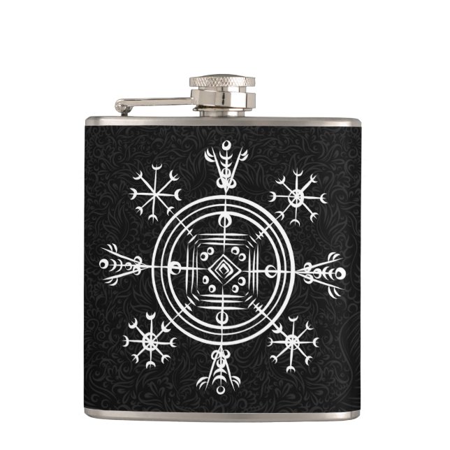 Hulinhjálmur – Norse Sigil of Invisibility Hip Flask (Front)