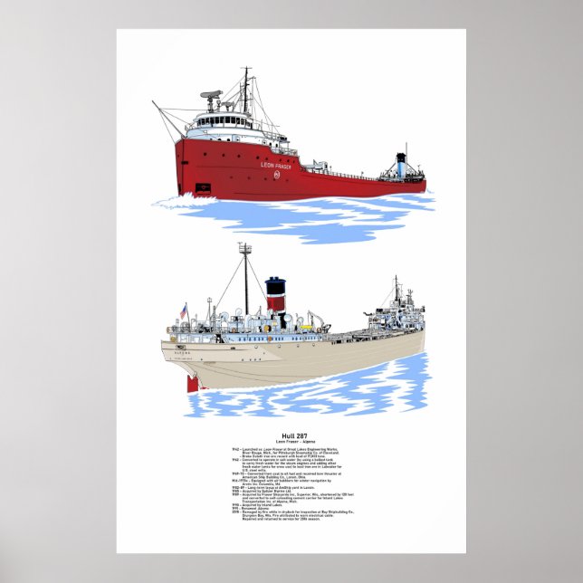 Hull 287 Great Lakes Freighter history Poster (Front)