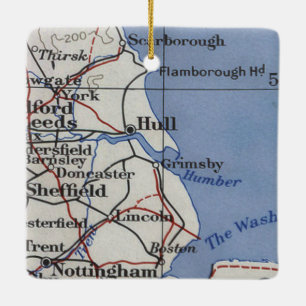 Hull England Vintage Map Ceramic Ornament