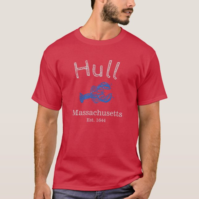 Hull Massachusetts Blue Lobster T-shirt, dark T-Shirt (Front)