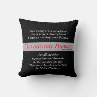 Human 16x16 two-sided Throw Pillow -Black-red font