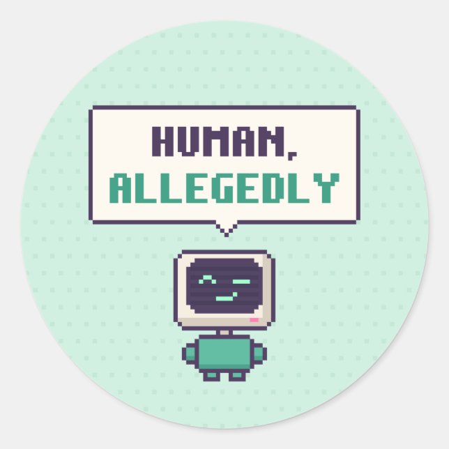 Human, Allegedly Funny AI Pixel Sticker (Front)