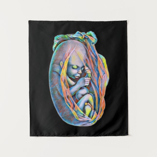 Human Anatomy Abstract Art Baby In The Womb Tapestry (Front)
