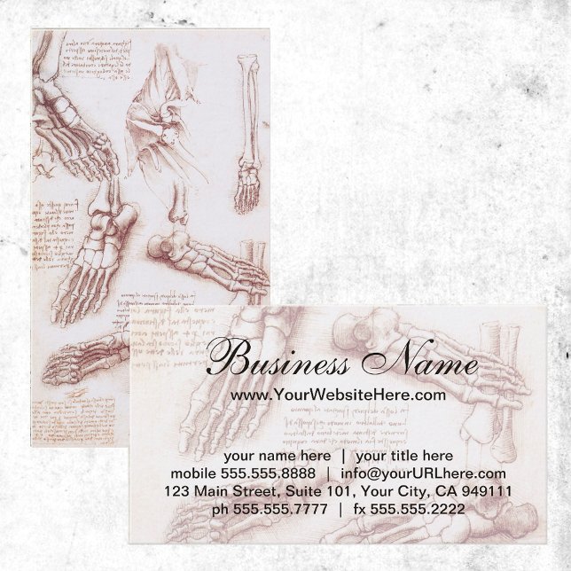 Human Anatomy, Feet Skeletons by Leonardo da Vinci Business Card (Creator Uploaded)