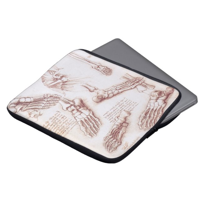 Human Anatomy Foot Bones by Leonardo da Vinci Laptop Sleeve (Front Top)