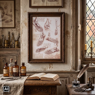 Human Anatomy Foot Bones by Leonardo da Vinci Poster