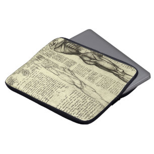 Human Anatomy Male Muscles by Leonardo da Vinci Laptop Sleeve