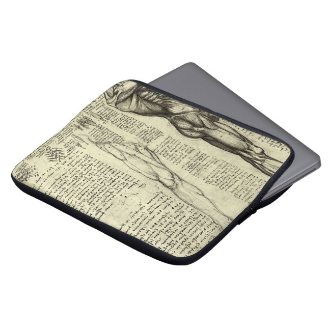 Human Anatomy Male Muscles by Leonardo da Vinci Laptop Sleeve (Front Top)