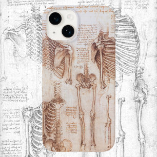 Human Anatomy Skeleton Bones by Leonardo da Vinci iPhone 15 Case