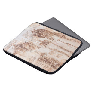 Human Anatomy Skeleton Bones by Leonardo da Vinci Laptop Sleeve