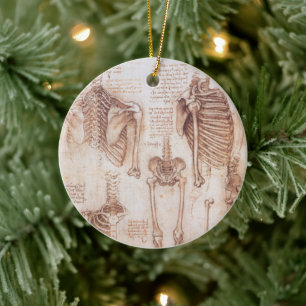 Human Anatomy Skeletons by Leonardo da Vinci Ceramic Tree Decoration