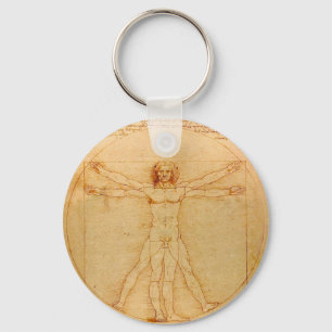 Human Anatomy, Vitruvian Man by Leonardo da Vinci Key Ring