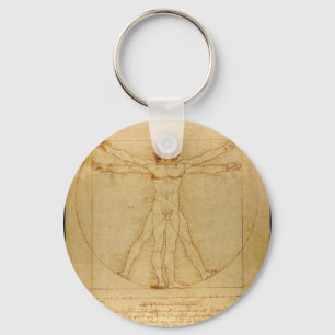Human Anatomy, Vitruvian Man by Leonardo da Vinci Key Ring