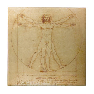 Human Anatomy, Vitruvian Man by Leonardo da Vinci Tile