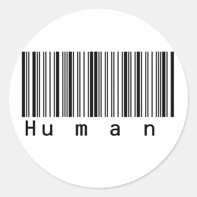 Human Barcode Really Scans! Classic Round Sticker (Front)