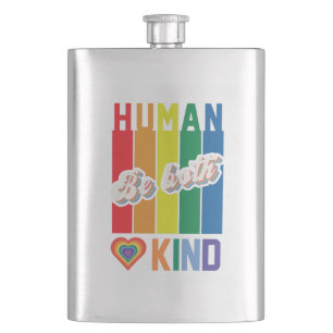 Human Be Kind Rainbow LGBTQ Hip Flask