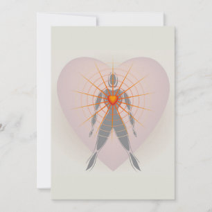 Human Body with Big Heart Radiating Rays of Light Announcement