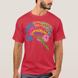 Human Brain Anatomy using Typography T-Shirt