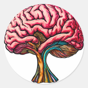 Human brain classic round sticker