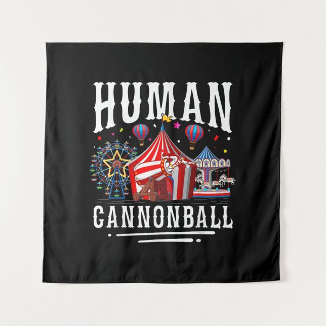 Human Cannonball Circus Carnival Tapestry (Front)