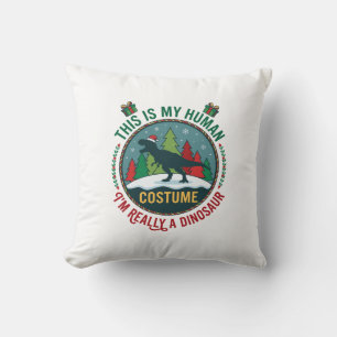 Human Costume Dinosaur Christmas Santa Hat Pine Tr Cushion