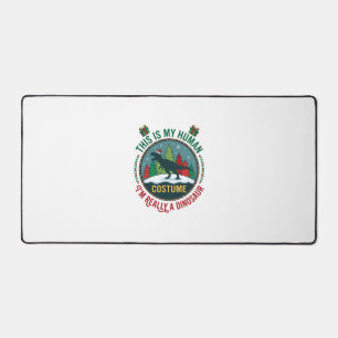 Human Costume Dinosaur Christmas Santa Hat Pine Tr Desk Mat