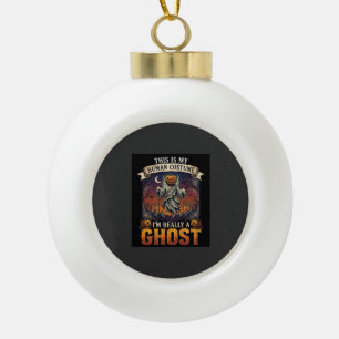 Human Costume Ghost Pumpkin Head Graveyard Spider Ceramic Ball Christmas Ornament