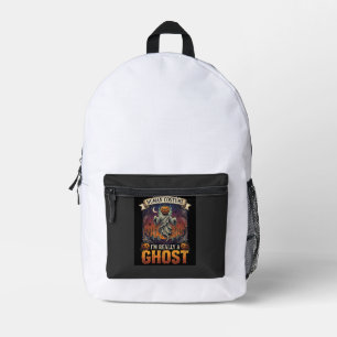 Human Costume Ghost Pumpkin Head Graveyard Spider Printed Backpack