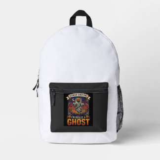 Human Costume Ghost Pumpkin Head Graveyard Spider Printed Backpack
