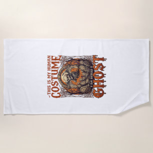 Human Costume Ghost Skeleton Graveyard Moon Hallow Beach Towel