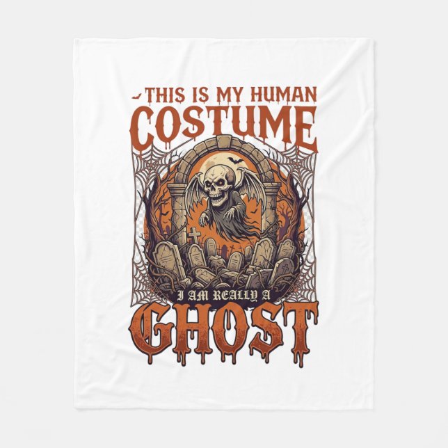 Human Costume Ghost Skeleton Graveyard Moon Hallow Fleece Blanket (Front)